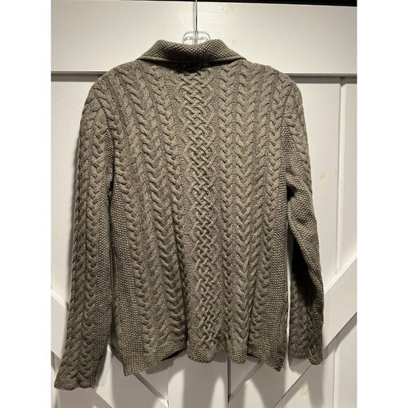 Lauren Ralph Lauren M Wool Angora Sweater Cardigan Cable Knit Green Blazer - Picture 2 of 5